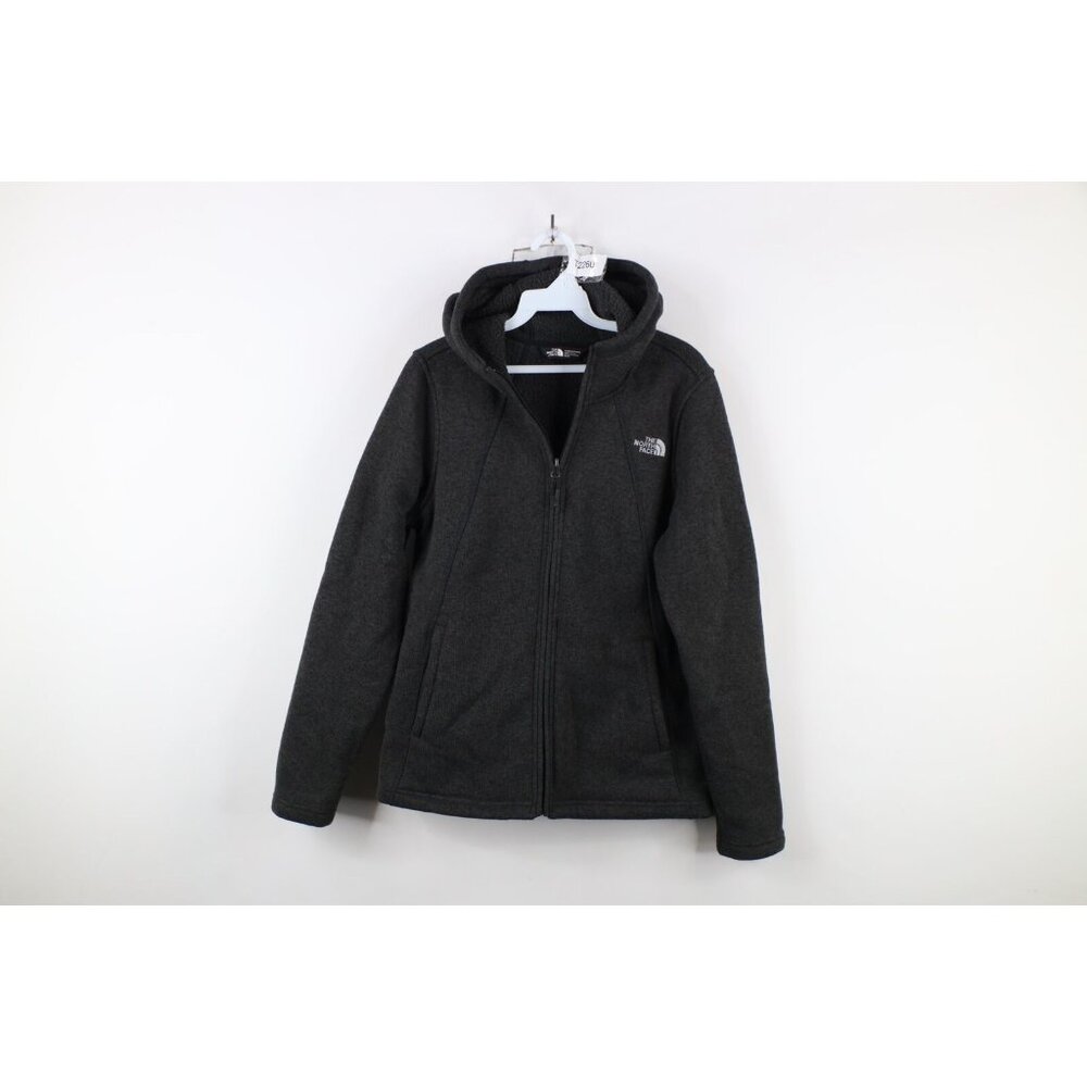 The North Face Womens Medium Spell Out Crescent Full Zip Fleece Sweater Hoodie